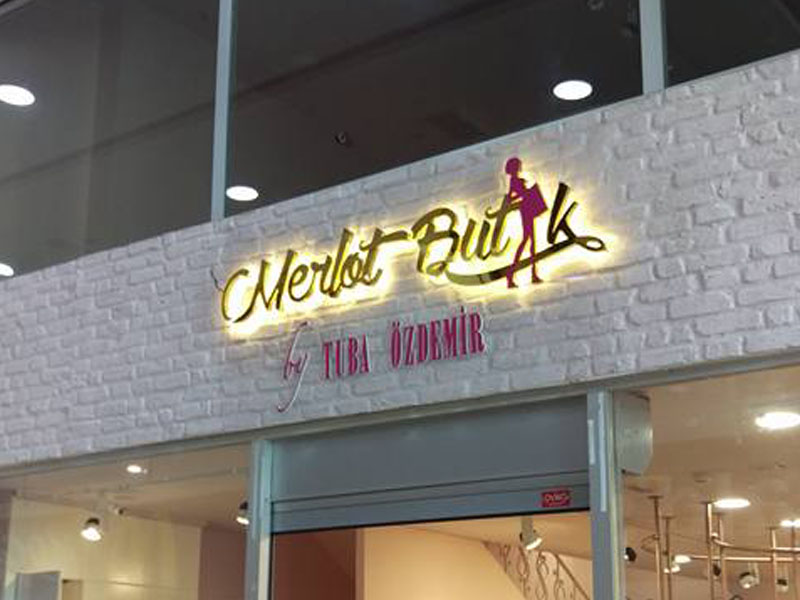 sari paslanmaz isikli kutu harf tabela